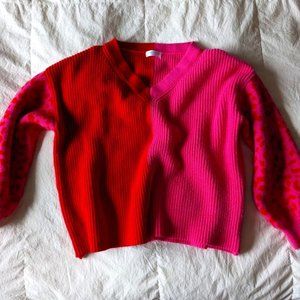 Vestique "Be Mine" Hot Pink and Red Leopard Print Sweater